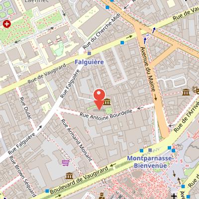 Map showing the location of Musée Bourdelle in Paris