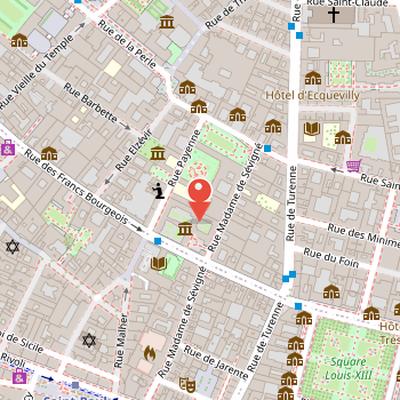 Map showing the location of Musée Carnavalet in Paris
