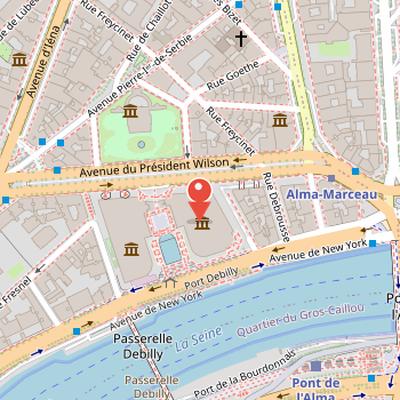 Map showing the location of Musée d'art moderne de Paris in Paris
