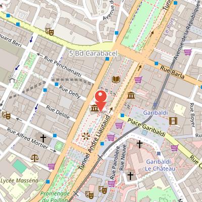 Map showing the location of Musée d'art moderne et d'art contemporain de Nice in Nice