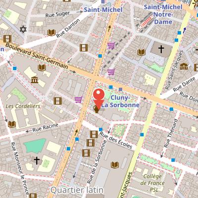 Map showing the location of Musée de Cluny in Paris