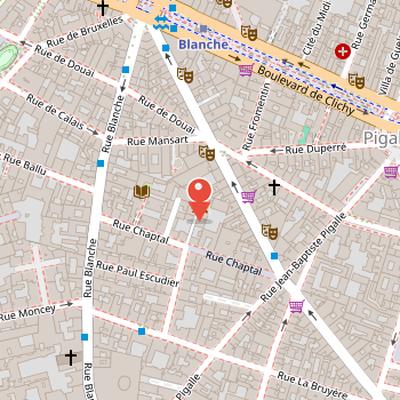 Map showing the location of Musée de la Vie romantique in Paris
