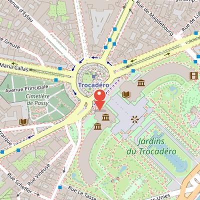 Map showing the location of Musée de l’Homme in Paris