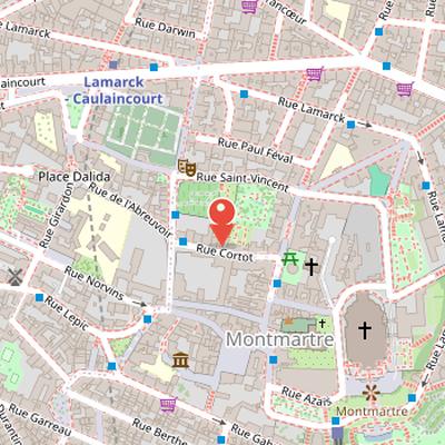 Map showing the location of Musée de Montmartre in Paris