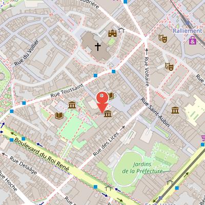 Map showing the location of Musée des Beaux-Arts d'Angers in Angers