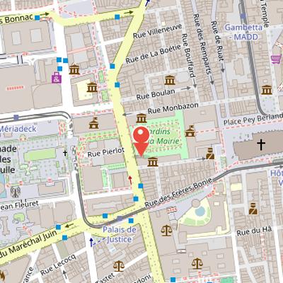 Map showing the location of Musée des Beaux-Arts de Bordeaux in Bordeaux