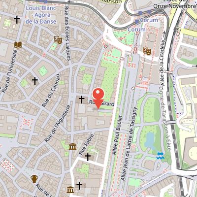 Map showing the location of Musée Fabre in Montpellier