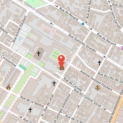 Map showing the location of Musée Flaubert in Rouen
