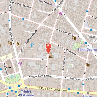 Map showing the location of Musée Gustave Moreau in Paris