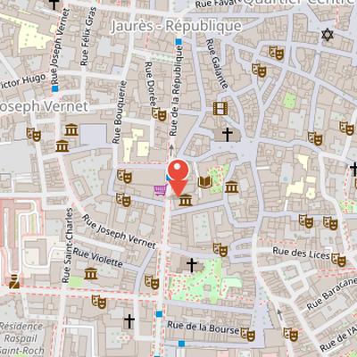 Map showing the location of Musée lapidaire d'Avignon in Avignon