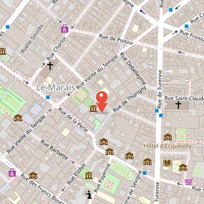 Map showing the location of Picasso Museum in Paris
