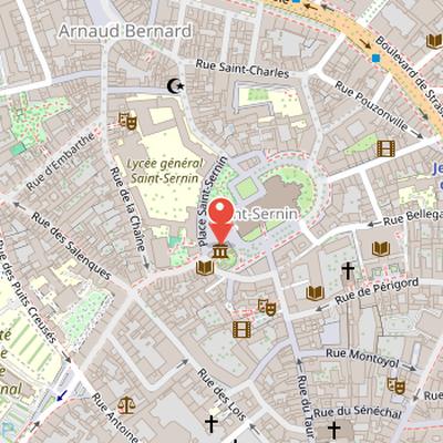 Map showing the location of Musée Saint-Raymond in Toulouse