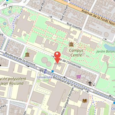 Map showing the location of Musée zoologique de Strasbourg in Strasbourg