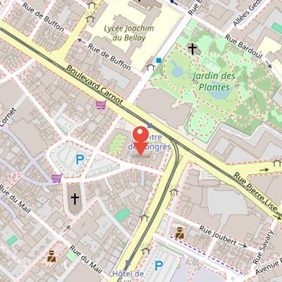 Map showing the location of Muséum d'histoire naturelle d’Angers in Angers