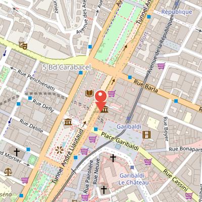 Map showing the location of Muséum d'histoire naturelle de Nice in Nice