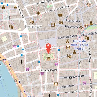Map showing the location of Palais Saint-Pierre in Lyon