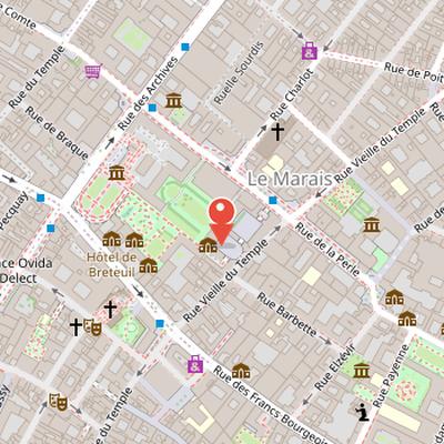 Map showing the location of Museum of National Archives in Paris