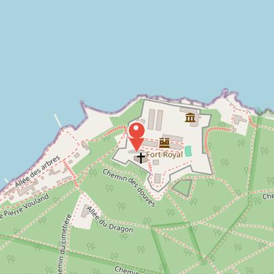 Map showing the location of Museum of the Iron Mask and Fort Royal in Cannes