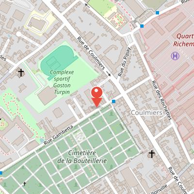 Map showing the location of La Bouteillerie Cemetery in Nantes