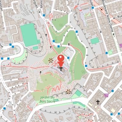 Map showing the location of Notre-Dame de la Garde in Marseille