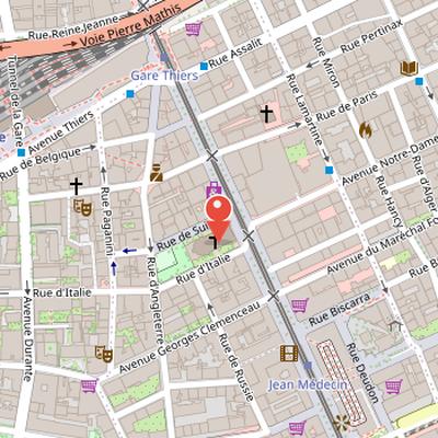 Map showing the location of Notre-Dame de Nice in Nice