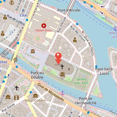 Map showing the location of Notre-Dame de Paris in Paris