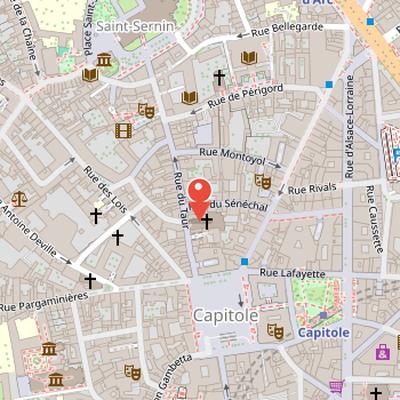 Map showing the location of Notre-Dame du Taur in Toulouse