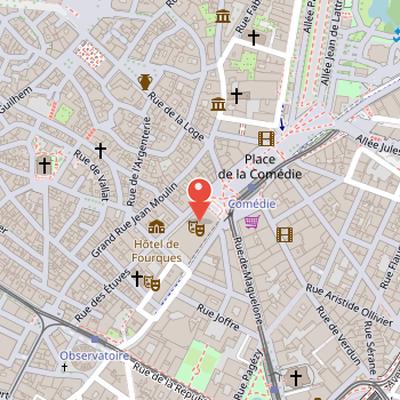 Map showing the location of Opéra national de Montpellier in Montpellier