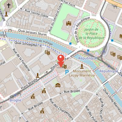 Map showing the location of Opéra national du Rhin in Strasbourg