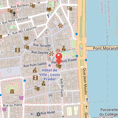 Map showing the location of Opéra Nouvel in Lyon