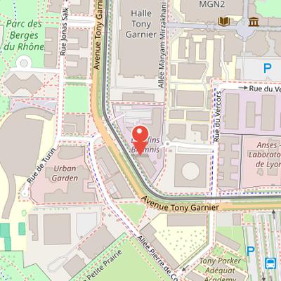 Map showing the location of P4 Laboratory - Jean Merieux in Lyon