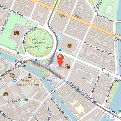 Map showing the location of Palace of the Alsace-Lorraine Diet in Strasbourg