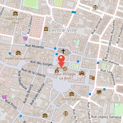 Map showing the location of Palace of the Dukes of Burgundy in Dijon