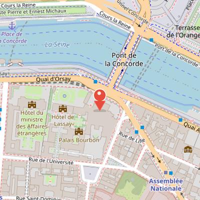 Map showing the location of Palais Bourbon in Paris