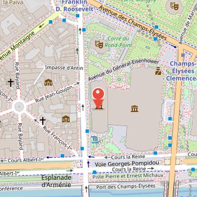 Map showing the location of Palais de la Découverte in Paris