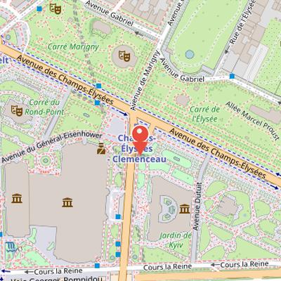 Map showing the location of Palais de l'Industrie in Paris