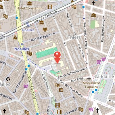 Map showing the location of Palais des arts in Marseille