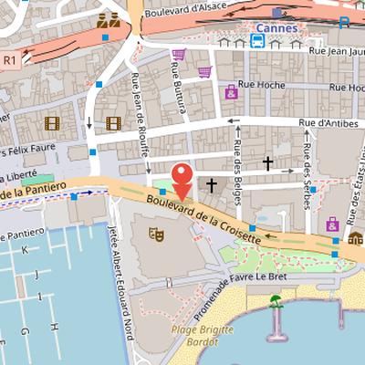 Map showing the location of Palais des Festivals et des Congrès in Cannes
