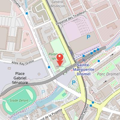 Map showing the location of Palais des sports de Marseille in Marseille