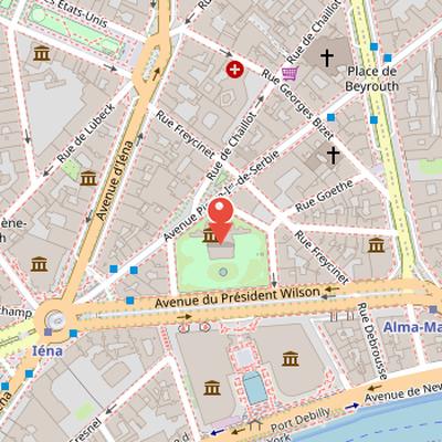 Map showing the location of Palais Galliera in Paris