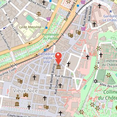 Map showing the location of Palais Lascaris in Nice