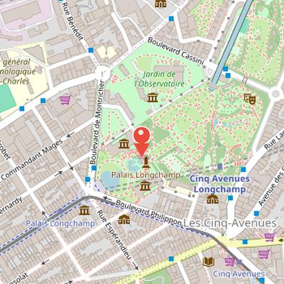 Map showing the location of Palais Longchamp in Marseille