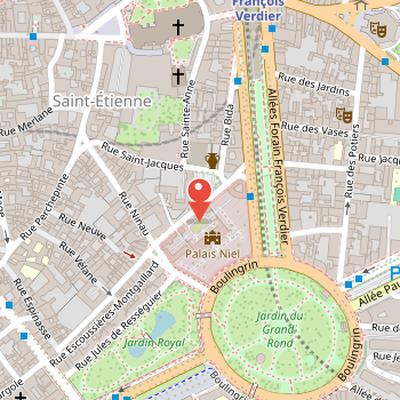 Map showing the location of Palais Niel in Toulouse
