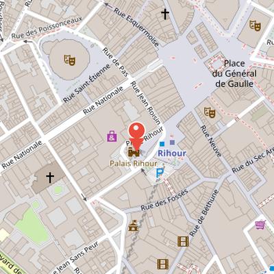 Map showing the location of Palais Rihour in Lille