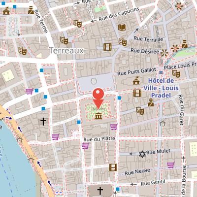 Map showing the location of Palais Saint-Pierre in Lyon