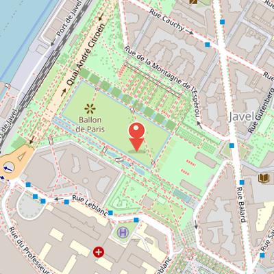 Map showing the location of Parc André Citroën in Paris