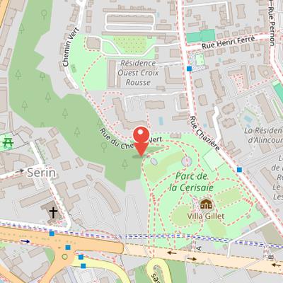 Map showing the location of Parc de la Cerisaie in Lyon