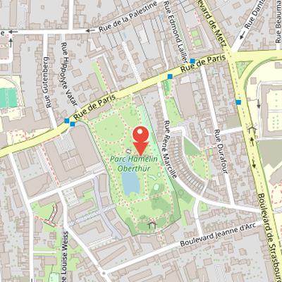 Map showing the location of Parc Hamelin Oberthür in Rennes