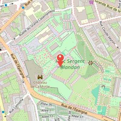 Map showing the location of Parc Sergent Blandan in Lyon