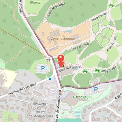 Map showing the location of Montpellier Zoo in Montpellier